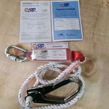 Absorber Lanyard body harness single 1 big hook sabuk pengaman