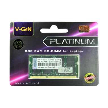RAM V-GeN DDR3L 8GB PC10600 1333mhz VGeN Memory Laptop Sodimm Platinum HIJAU