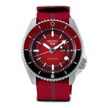 Jam Tangan Pria Seiko 5 Sports SRPF67K1 Naruto & Boruto Sarada Uchiha Model Dual Tone Nylon Strap Li