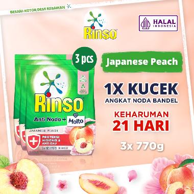 Promo Harga Rinso Anti Noda Deterjen Bubuk + Molto Japanese Peach 770 gr - Blibli