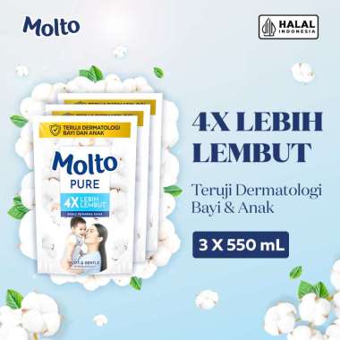 Molto Pelembut & Pewangi Pakaian Bayi Softener Konsentrat Pure Soft & Gentle 550 mL [3 Pcs]