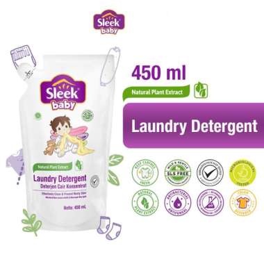 Sleek Baby Laundry Detergent Pouch 450ml - Detergent Pakaian Bayi