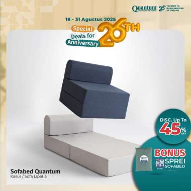 Quantum Trifold Sofabed / Sofa Bed Kasur / Sofa Tidur Lipat Minimalis / Tebal 20cm 80x190 Dark Grey
