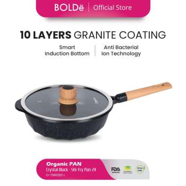 Organic Black Series Stir Fry 24cm + Lid (Stir Fry Pan Anti Lengket)