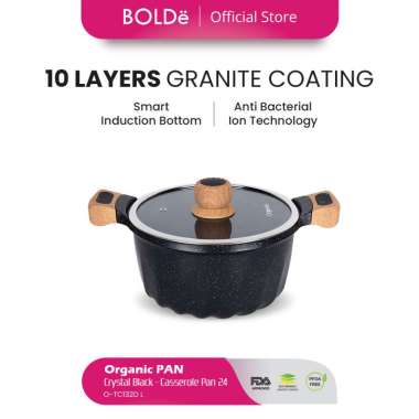 Organic Black Series Casserole Pan 24cm + Lid (Pan Anti Lengket)