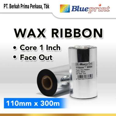 Blueprint Ribbon Wax Barcode Label Thermal Transfer Ribbon [110 x 300 m] BLACK SILVER