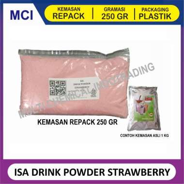 ISA BUBUK MINUMAN REPACK 250 GR/ DRINK POWDER / BUBUK MINUMAN KEKINIAN STRAWBERRY