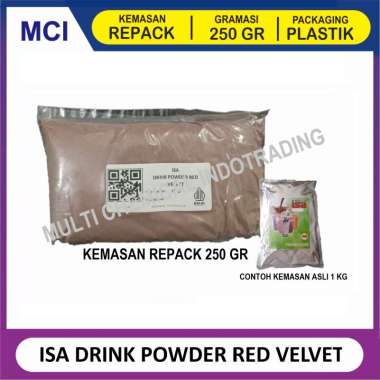 ISA BUBUK MINUMAN REPACK 250 GR/ DRINK POWDER / BUBUK MINUMAN KEKINIAN RED VELVET