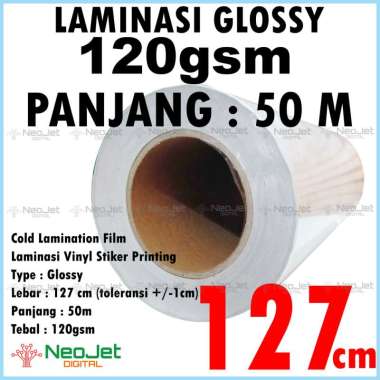 Bahan Laminasi Dingin Gloss Kilap 120 gsm 127 cm panjang 50 meter Matte atau Doff
