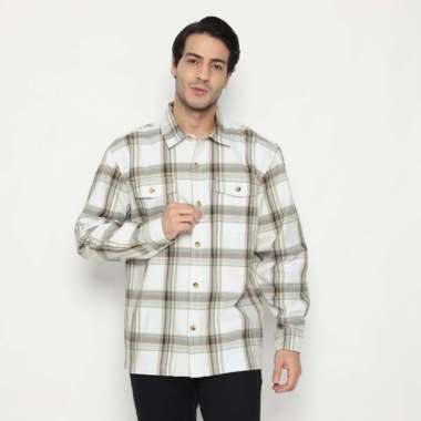 POLICE Kemeja Yarndyed Semi Jaket Regular Fit Lengan Panjang Pria Cream L