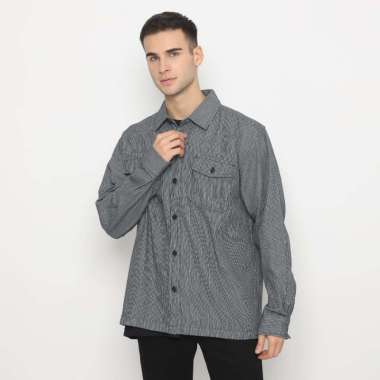 POLICE Kemeja Yarndyed Semi Jaket Regular Fit Lengan Panjang Pria Navy M