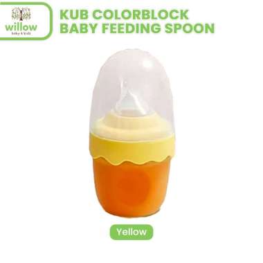 Alat Makan Bayi - Kub Colorblock Baby Feeding Spoon Yellow