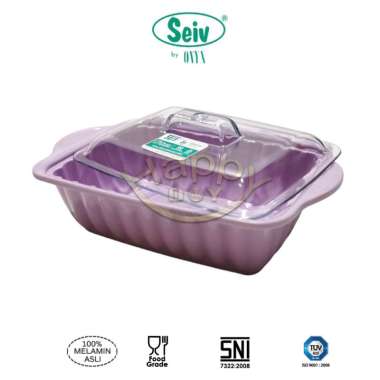 WADAH SAJI | WADAH LAUK | WADAH MAKANAN | CASSEROLE MELAMIN SEGI + TUTUP SEIV 650ML UNGU