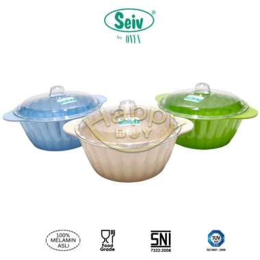 WADAH SAJI | WADAH LAUK | WADAH MAKANAN | CASSEROLE MELAMIN BULAT + TUTUP SEIV 2300ML UNGU