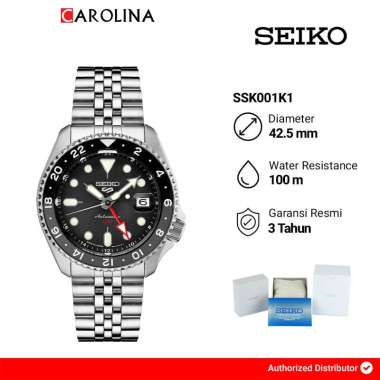 Jam Tangan Pria Seiko 5 Sports SSK001K1 SKX Sports Style GMT Black Grape Automatic Black Dial Stainl