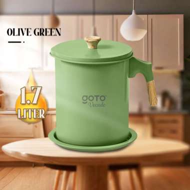 Goto Vocado Oil Pot Tempat Saringan Minyak Wadah Gelas Goreng Jelantah 1.7L OliveGreen