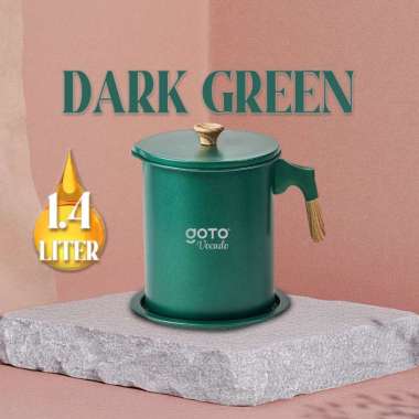 Goto Vocado Oil Pot Tempat Saringan Minyak Wadah Gelas Goreng Jelantah 1.4L DarkGreen