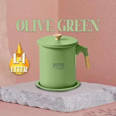 Goto Vocado Oil Pot Tempat Saringan Minyak Wadah Gelas Goreng Jelantah 1.4L OliveGreen