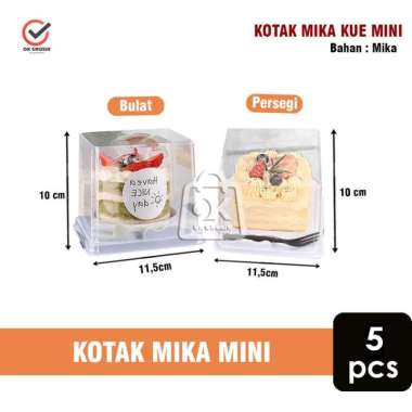 Mika Dessert Mini / Box Mika Slice Cake Kotak / Bulat (1 Pack isi 5) Cake Mika Persegi