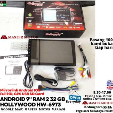 Head unit ANDROID Hollywood 9 inch RAM 2/32 GB GPS Mirrolink Android ios Yutube Headunit 9" RAM 2 32