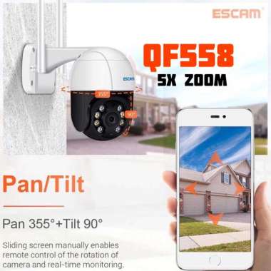 ESCAM QF558 5MP 5X Zoom Camera Wifi CCTV Deteksi Humanoid Cloud Storage - Kamera cctv