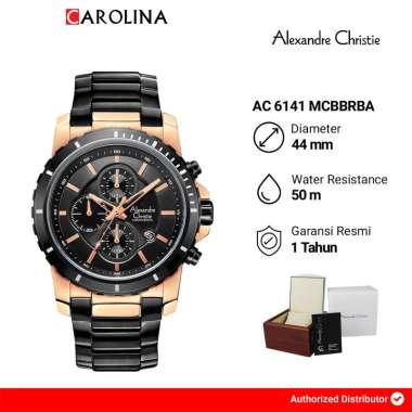 Jam Tangan Pria Alexandre Christie Chronograph AC 6141 MCBBRBA Black Dial Black Stainless Steel Stra