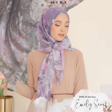Hijabwanitacantik - Emily Scarf Polycotton Voal | Hijab Printing Segi Empat Scarf Ash Grey