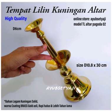Tempat Lilin Altar Pagoda 02 Kuningan Brass antik Candle Holder gereja