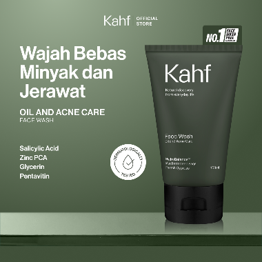 Kahf Face Wash Oil and Acne Care 100 ml - Sabun Cuci Muka Pria untuk Membantu Lawan Jerawat dan Kontrol Minyak - Suitable for Daily Use