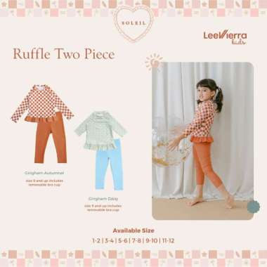 Soleil Girls Ruffles Two Pieces, Baju Renang Anak Perempuan 3-4 Blue Gingham
