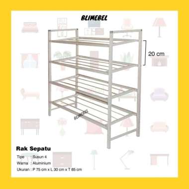 Rak Sepatu Aluminium Susun 4 / Lemari Sepatu Aluminium Putih