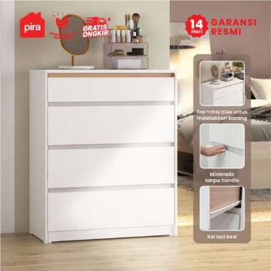 PIRA METROPOLIS OX - HIRO CH4 Lemari Laci 4 Susun HIRO CH480 WHITE - PRO OAK