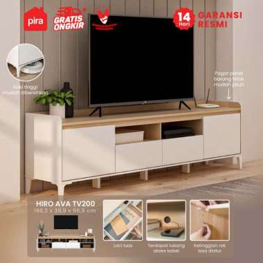 PIRA METROPOLIS OX - HIRO TV160 Meja TV / Rak TV HIRO AVA TV200 WHITE - PRO OAK