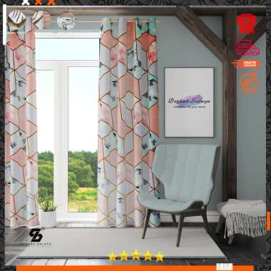 Gorden Jendela/Pintu Mewah/Hordeng Gelombang Cantik FREE HOOK dan TALI 120x200 yellowbear