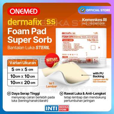 ONEMED - Plester Luka DERMAFIX SS Foam Dressing NON ADHESIVE Sterile 5 x 5cm