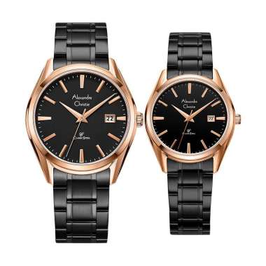 Jam Tangan Couple Alexandre Christie Classic Steel AC 8681 BBRBA Couple Black Dial Black Stainless S