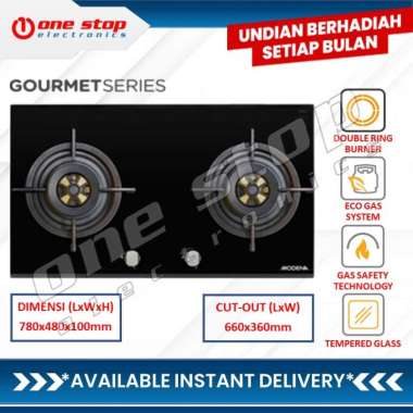 [GARANSI RESMI] MODENA BH 2723 LL DURATURO Kompor Gas Tanam 78Cm 2 Tungku BH2723LL Hitam