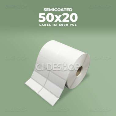 Label Printer Barcode 50x20mm 50x20 Stiker Semicoated 50 x 20 mm putih