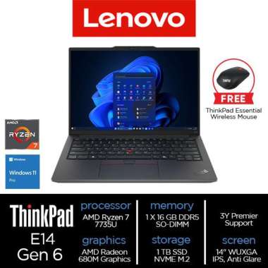 Lenovo ThinkPad E14 Gen 6 (AMD) Ryzen 7 7735U 16GB 1TB SSD W11 Pro 16GB
