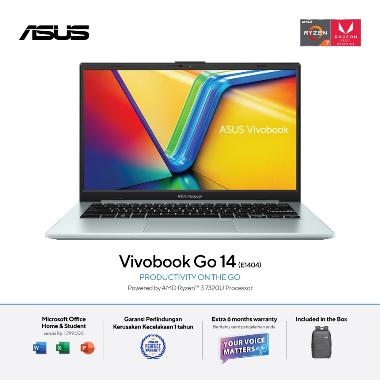 ASUS Vivobook Go 14 E1404FA-FHD322 Notebook - Green Grey ( R3-7320U / 8GB / 256GB SSD / UMA / 14" FHD / Win11 / OHS )