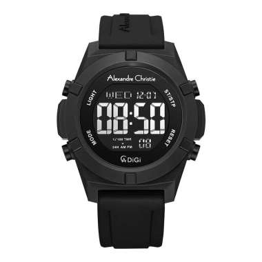 Jam Tangan Pria Alexandre Christie Digi AC 9371 MH RIPBA Men Black Digital Dial Black Rubber Strap H