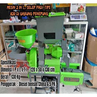 Mesin 2IN1 (Selep padi tipe 820 di gabung mesin Penepung) Komplit Diesel Bensin China 6.5 Pk Tanpa P