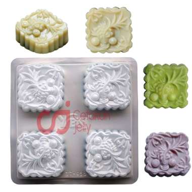 Cetakan Jelly Cetakan Mooncake Moon Cake Kue Bulan Puding Jelly Moon Cake Kotak Ikan 4 Cavity Plasti