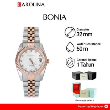 Jam Tangan Wanita BONIA B10550-3657 Silver Gold Stainless Steel Strap [ Jakarta ]