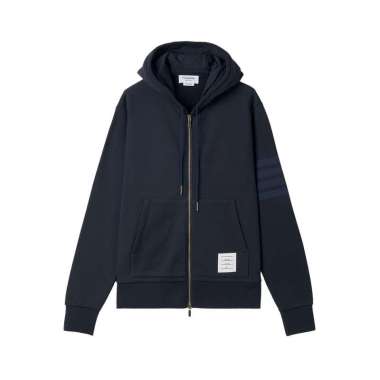 Thom Browne 4-Bar Tonal Classic Loopback Zip Hoodie Navy 4 Blue