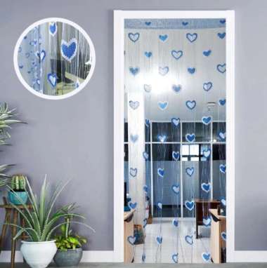 Tirai Benang Motif Love Tirai Pintu Dan Jendela gorden banyak pilihan Warna BAGUS & Mewah LOVE NEW-B