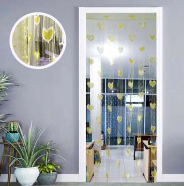 Tirai Benang Motif Love Tirai Pintu Dan Jendela gorden banyak pilihan Warna BAGUS & Mewah LOVE NEW-K