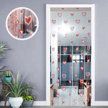 Tirai Benang Motif Love Tirai Pintu Dan Jendela gorden banyak pilihan Warna BAGUS & Mewah LOVE NEW-M