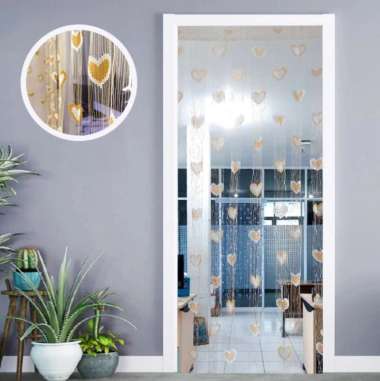 Tirai Benang Motif Love Tirai Pintu Dan Jendela gorden banyak pilihan Warna BAGUS & Mewah LOVE NEW-O