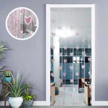 Tirai Benang Motif Love Tirai Pintu Dan Jendela gorden banyak pilihan Warna BAGUS & Mewah LOVE NEW-P